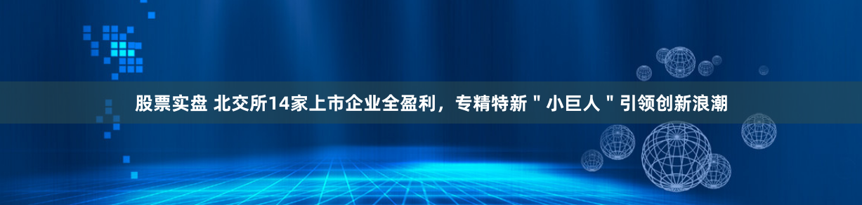 股票实盘 北交所14家上市企业全盈利，专精特新＂小巨人＂引领创新浪潮