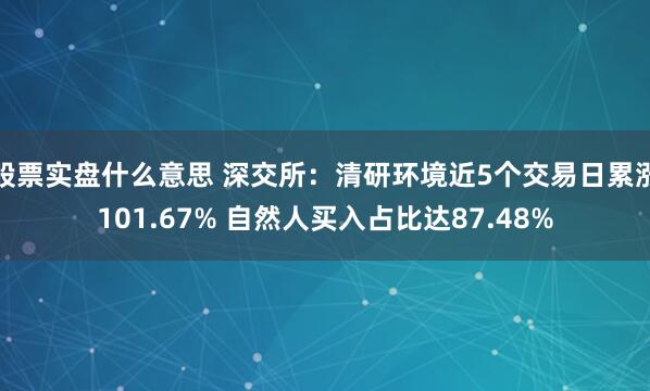 股票实盘什么意思 深交所：清研环境近5个交易日累涨101.67% 自然人买入占比达87.48%